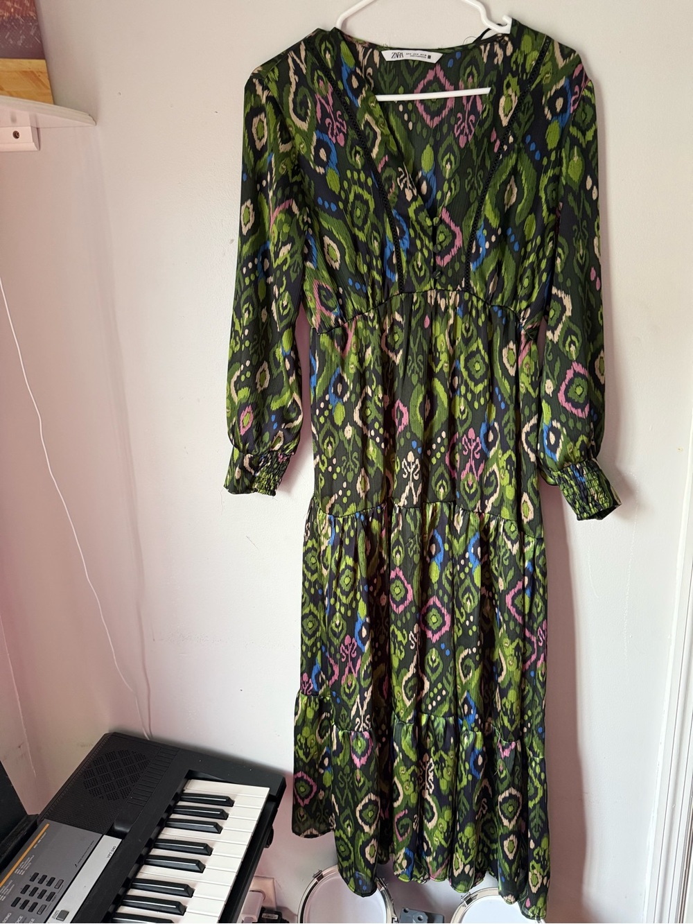 ZARA Printed Midi Dress with Lace Inserts Multicolored 8471/156 - Picture 2 of 7